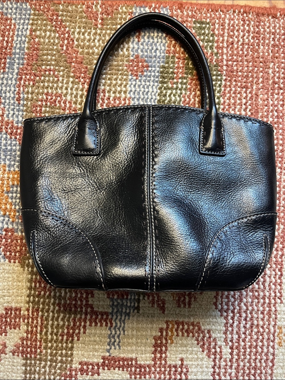 Vintage Fossil Sedona Small Black Leather Satchel Bag ZB9018 EUC Like New - Picture 3 of 9
